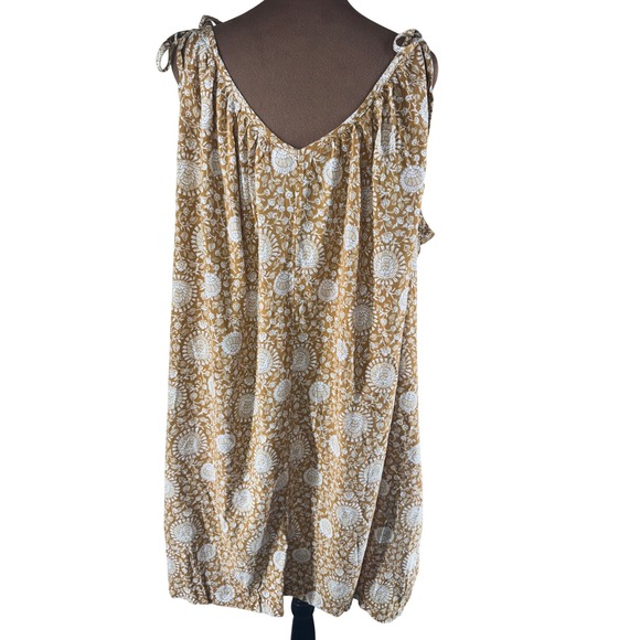 Old Navy Floral Tie Strap Sundress Women's 4X Mustard Yellow White Print NWOT - Picture 2 of 7